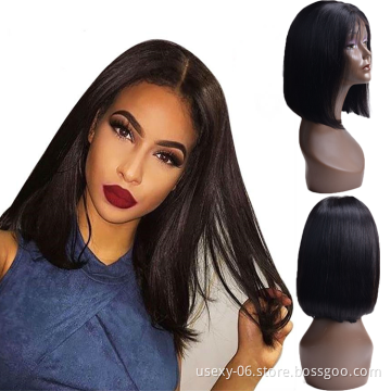 Wholesale Cheap Brazilian Short Straight Human Hair Closure Lace Front Bob Wigs For Black Women